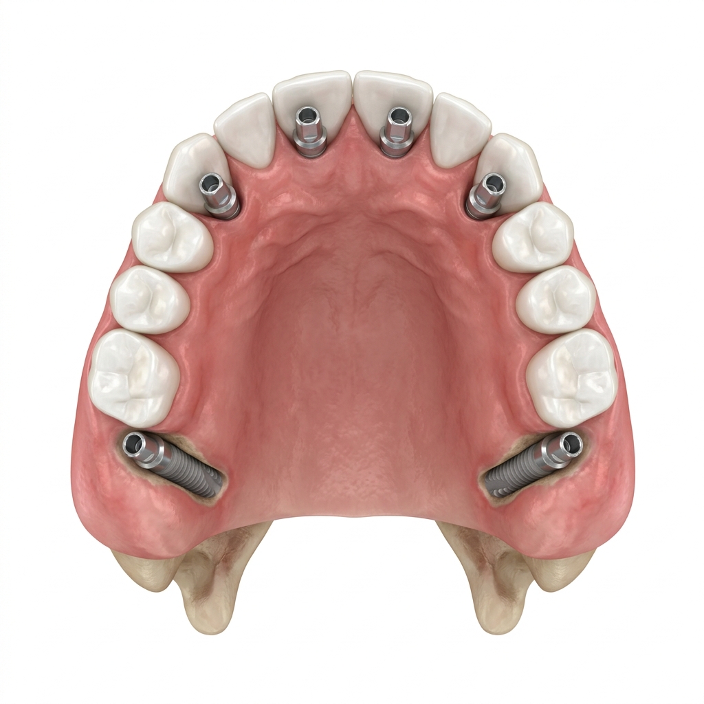 All-on-Full protocol: 6 implants, palatal view